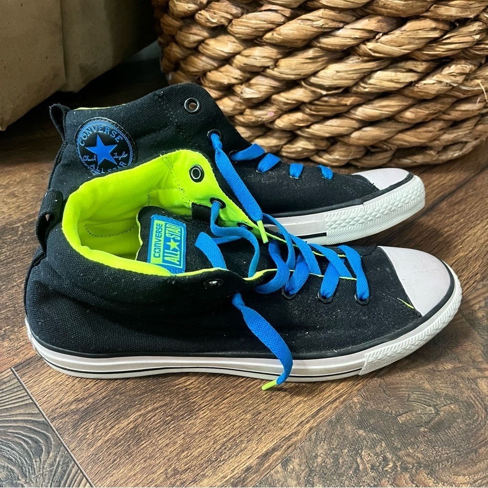 EUC CTAS City Street Black Volt Yellow Lime mid top kicks 9.5